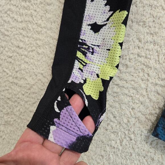 Fila Long Sleeve Activewear Top Black with Floral Mesh Running Cycling Women's S - Picture 7 of 11